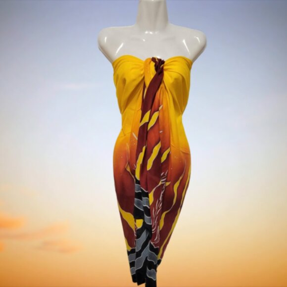 Cover Up Long Wrap, Halter or Strapless Wrap Dress Cotton Coverups - Picture 8 of 12